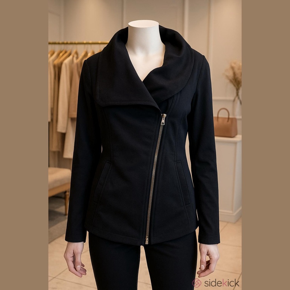 Helmut Lang Women’s Asymmetrical Zip Jacket Charcoal Gray Quiet Luxury Size L
